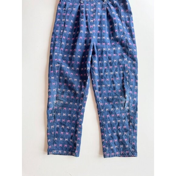 Vintage Girls' OSHKOSH B'GOSH Pink Bow Embroidered Blue Denim Overalls, Size 6 - Picture 5 of 15